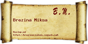 Brezina Miksa névjegykártya